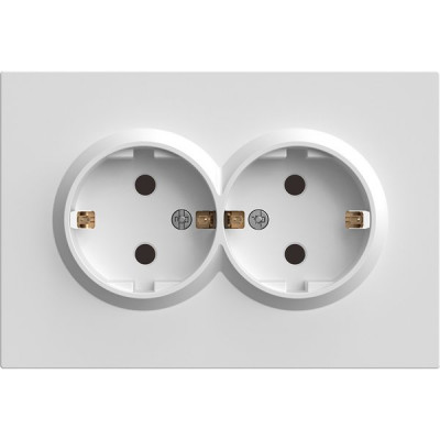 Розетка с/у 2x2P+E 16A, IP20, со шторками, STEKKER Эмили [RST16-5114-01] белый фарфор soft touch