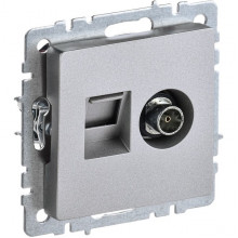 Розетка с/у TV + RJ45, IP20, IEK BRITE [BR-AK20-1-K47] алюминий