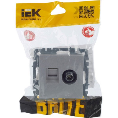 Розетка с/у TV + RJ45, IP20, IEK BRITE [BR-AK20-1-K47] алюминий