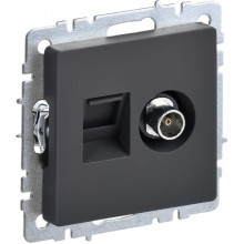 Розетка с/у TV + RJ45, IP20, IEK BRITE [BR-AK20-1-K53] графит