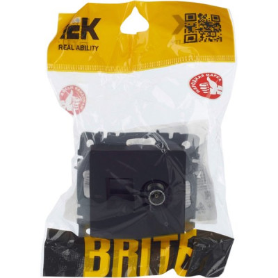 Розетка с/у TV + RJ45, IP20, IEK BRITE [BR-AK20-1-K53] графит