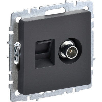 Розетка с/у TV + RJ45, IP20, IEK BRITE [BR-AK20-1-K53] графит