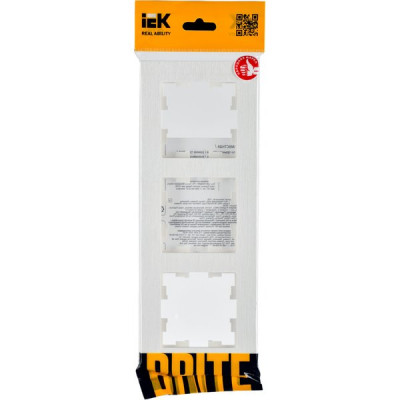 Рамка 3п, IP20, IEK BRITE РУ-3-Бр  [BR-M32-51-K01] белый рифленый