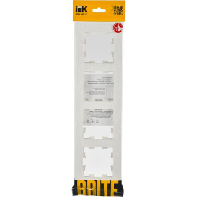 Рамка 4п, IP20, IEK BRITE РУ-4-Бр [BR-M42-51-K01] белый рифленый