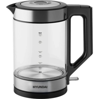 Чайник электрический 2200Вт, термост.стекло, емкость 1,7л Hyundai [HYK-G3509] черный/прозрачный