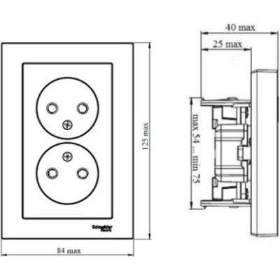 Розетка с/у 2x2P 16A, IP20, в сборе, Schneider Electric ATLASDESIGN [ATN001320] лотос
