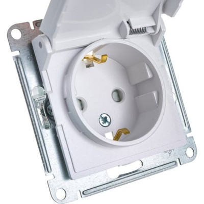 Розетка с/у 2P+E 16A, IP20, со шторками/крышкой, Schneider Electric ATLASDESIGN [ATN000446] жемчуг