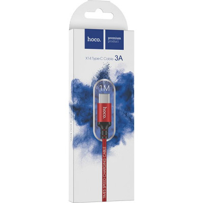 Кабель USB - Type-C, 1.0м, 3А, Hoco X14, нейлон, черный [HC-62868]