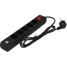 Сетевой фильтр  1.8м, 5 розеток, 10А/2500Вт, 2xUSB, Гарнизон [ECL-5-U2-B-1.8] черный