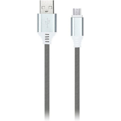 Кабель USB - microUSB, 1.0м, SmartBuy [iK-12NS-mag] в нейлон. оплетке, серый