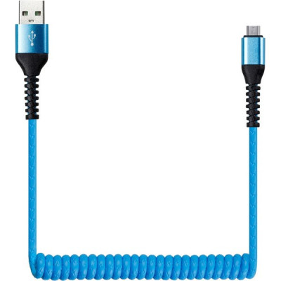 Кабель USB - Lightning, 1.0м, SmartBuy [iK-512sp blue] спиральный, синий