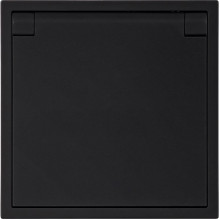 Розетка с/у 2P+E 16A, с крышкой, Smartbuy Капелла [SBE-09b-16-S1-1ZK] черный soft touch