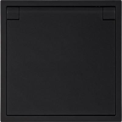 Розетка с/у 2P+E 16A, с крышкой, Smartbuy Капелла [SBE-09b-16-S1-1ZK] черный soft touch