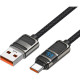 Кабель USB - Type-C, 1.2м, 3А, 66W, Hoco U137, PD кабель с дисплеем, нейлон черный [HC-36421]