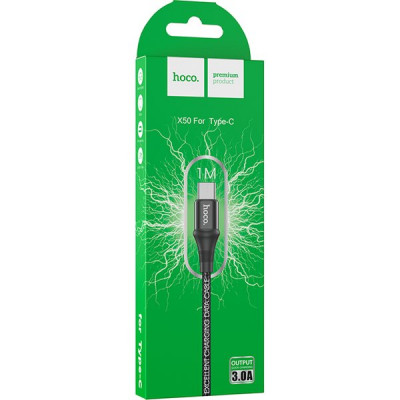 Кабель USB - Type-C, 1.0м, 3А, Hoco X50, нейлон, черный [HC-34235]