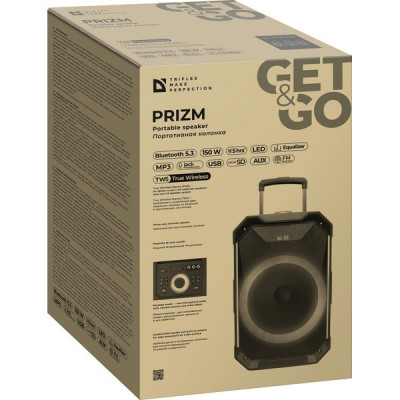 Колонка DEFENDER Prizm, 150W, портативная, BT/FM/USB/TF/AUX/MIC [65138]