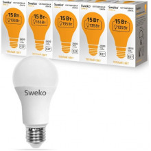Лампа LED E27/A60 груша, 15W, 6500K, 1500Лм, Sweko [42LED-A60-15W-230-6500K-E27]