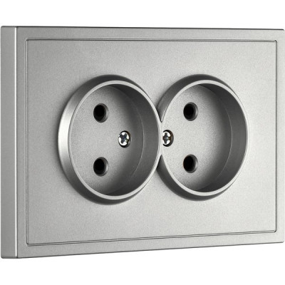 Розетка с/у 2x2P 10A, IP20, Smartbuy Капелла [SBE-09s-10-S2-N] серебро soft touch