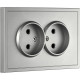 Розетка с/у 2x2P 10A, IP20, Smartbuy Капелла [SBE-09s-10-S2-N] серебро soft touch