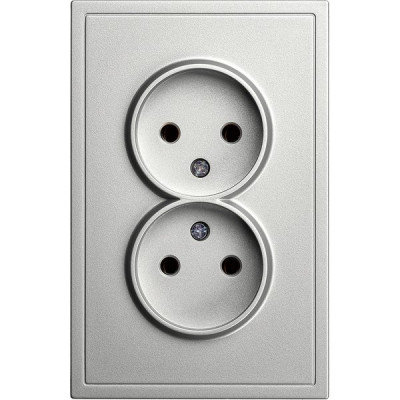 Розетка с/у 2x2P 10A, IP20, Smartbuy Капелла [SBE-09s-10-S2-N] серебро soft touch