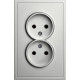 Розетка с/у 2x2P 10A, IP20, Smartbuy Капелла [SBE-09s-10-S2-N] серебро soft touch
