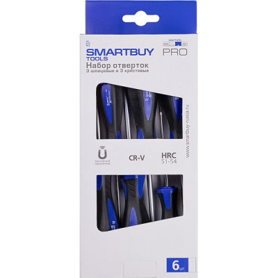 Набор отвёрток, 6 предметов, SL, PH, CR-V сталь, Smartbuy PRO TOOLS [SBT-PRO-SCN-6]