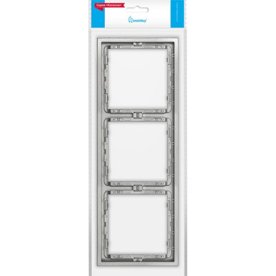 Рамка 3п, IP20, Smartbuy Капелла [SBE-09s-00-FR-3] серебро soft touch