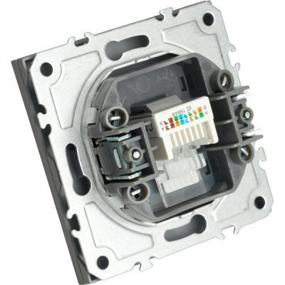 Розетка с/у компьютерная 1xRJ45 IP20, STEKKER Эмили [RST00-5117-10][12] платиново-серый soft touch
