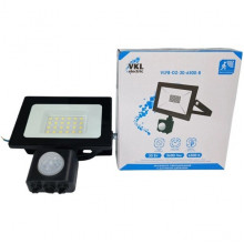 Прожектор LED  30W, 6500K, IP65, SMD, 3600Лм, с датчиком движения, VKL [VLF8-D2-30-6500-B]
