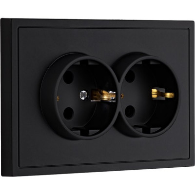 Розетка с/у 2x2P+E 16A, IP20, Smartbuy Капелла [SBE-09b-16-S2-Z] черный soft touch