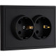 Розетка с/у 2x2P+E 16A, IP20, Smartbuy Капелла [SBE-09b-16-S2-Z] черный soft touch