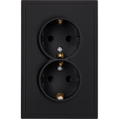 Розетка с/у 2x2P+E 16A, IP20, Smartbuy Капелла [SBE-09b-16-S2-Z] черный soft touch