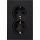 Розетка с/у 2x2P+E 16A, IP20, Smartbuy Капелла [SBE-09b-16-S2-Z] черный soft touch