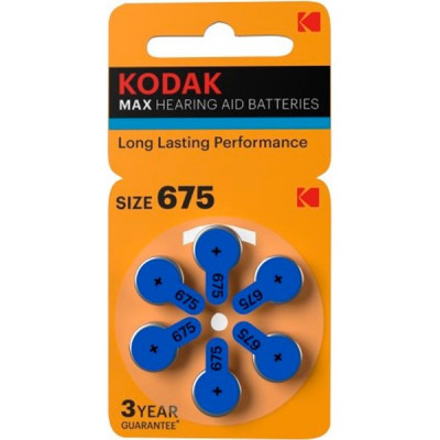 Батарейка Kodak ZA675-6BL, 1.4В MAX Hearing Aid [KZA675-6][6/60/300] для слуховых аппаратов