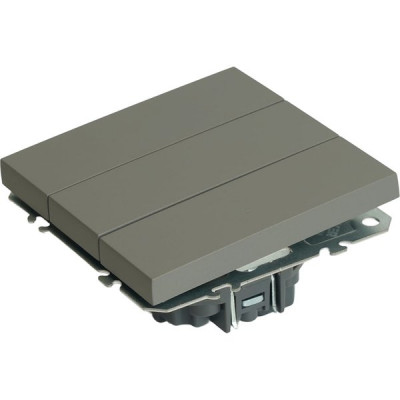Выключатель с/у 3-кл 10А, IP20, STEKKER Эмили [RSW10-5108-10][12] платиново-серый soft touch