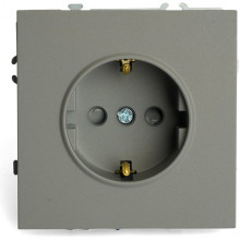 Розетка с/у 2P+E 16A, IP20, со шторками, STEKKER Эмили [RST16-5110-10] платиново-серый soft touch