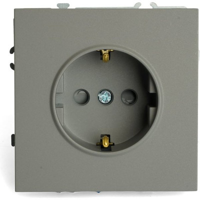 Розетка с/у 2P+E 16A, IP20, со шторками, STEKKER Эмили [RST16-5110-10] платиново-серый soft touch