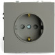 Розетка с/у 2P+E 16A, IP20, со шторками, STEKKER Эмили [RST16-5110-10] платиново-серый soft touch