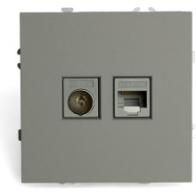 Розетка с/у TV + RJ45 IP20, STEKKER Эмили [RST00-5106-10][12] платиново-серый soft touch