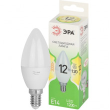 Лампа LED E14/B35 свеча, 12W, 3000K, 1200Лм, ЭРА GL [LED B35-12W-830-E14 GL]