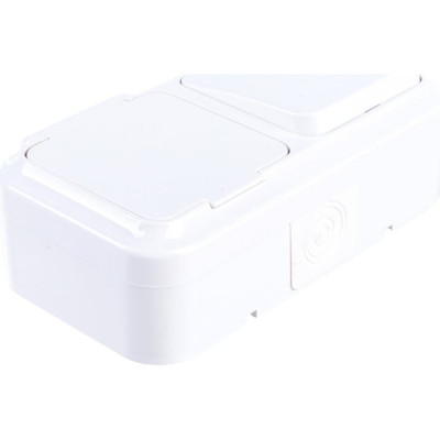 Розетка о/у 2x2P 16А, IP54, с крышкой, Bylectrica  [РА16-213] белый