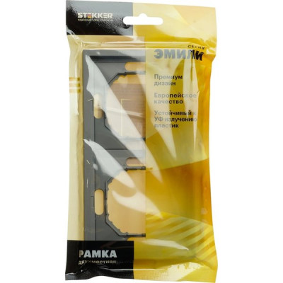 Рамка 2п, IP20, STEKKER Эмили [PFR00-5002-10][22] платиново-серый soft touch