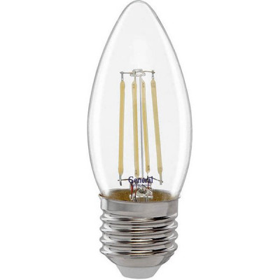Лампа LED E27/C37 свеча, 12W, FILAMENT, 6500K, 930Лм, GL [GLDEN-CS-12-230-E27-6500] прозрачный