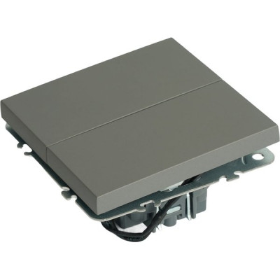 Выключатель с/у 2-кл 10А, IP20, STEKKER Эмили [RSW10-5104-10][12] платиново-серый soft touch