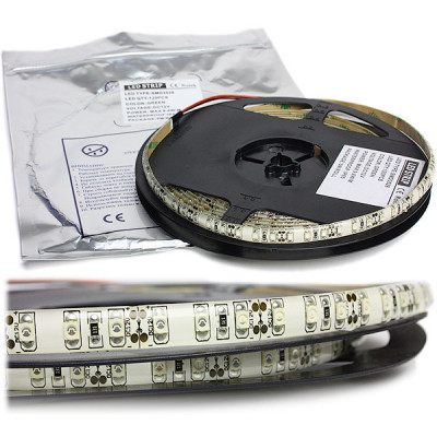 Лента LED 12В IP65 SMD3528 120/м, зеленый, 9.6Вт/м, 5м/ц.1м, SWG [000075]