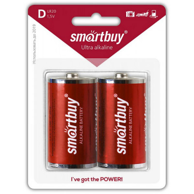 Батарейка SmartBuy D LR20 Alkaline [BL2/12/96] [SBBA-D02B]
