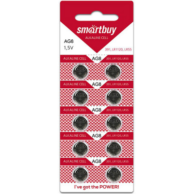 Батарейка SmartBuy AG8/LR55/LR1120/391 [BL10/200] [SBBB-AG8-10B]