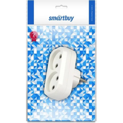 Разветвитель 2 розетки без заземления 10А, плоский, SmartBuy [SBE-10-A02-2]