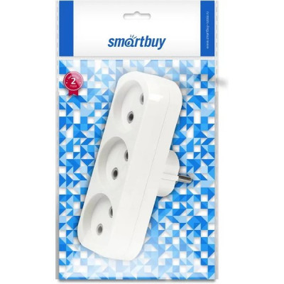 Разветвитель 3 розетки без заземления 10А, плоский, SmartBuy [SBE-10-A02-3]