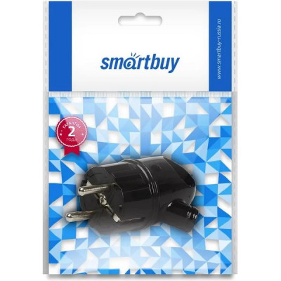 Вилка с заземлением угловая с кольцом, 16А черная, SmartBuy [SBE-16-P03-b]